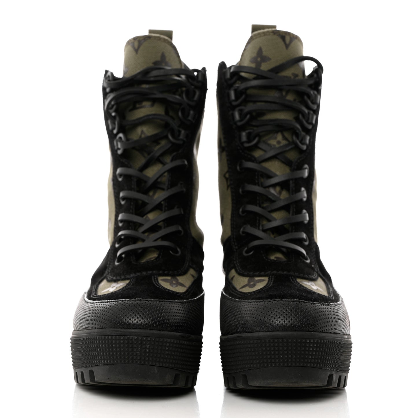 Suede Monogram Laureate Platform Desert Boots 38 Kaki Black