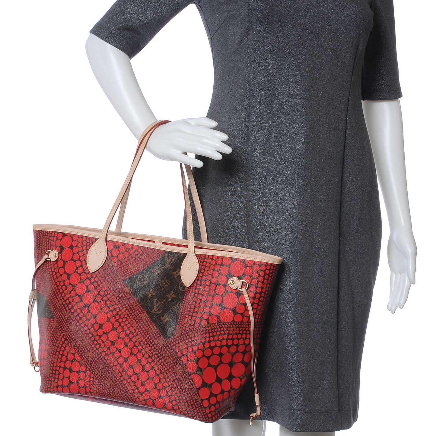 Monogram Kusama Waves Neverfull MM Red