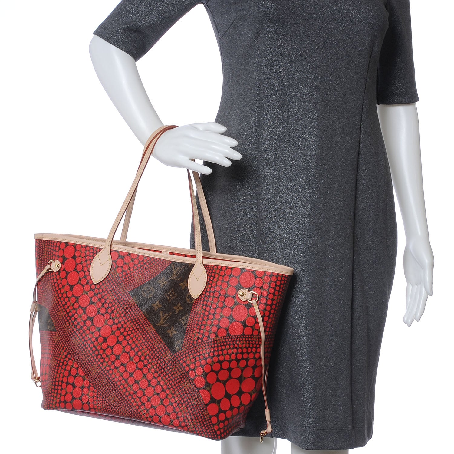 Louis Vuitton Monogram Kusama Waves Neverfull MM Red 2 of 7