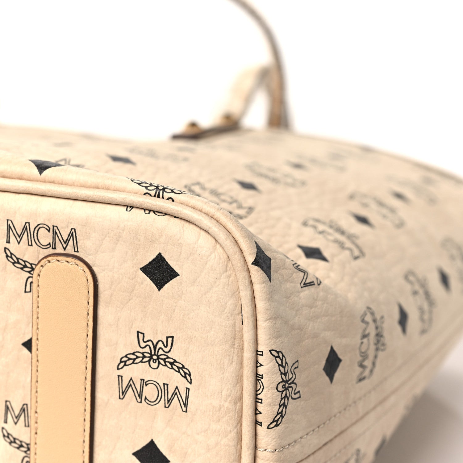MCM Visetos Medium Anya Top Zip Shopper Tote Beige 13 of 13
