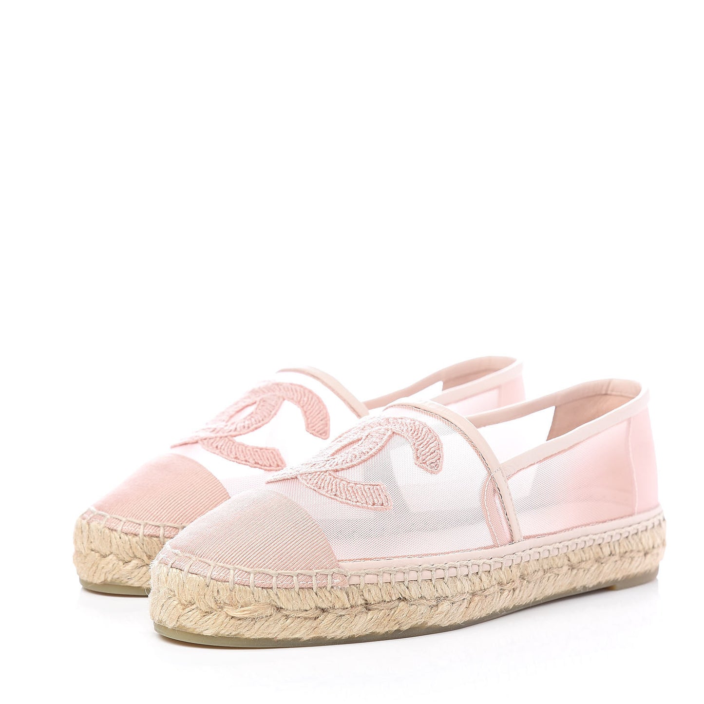 Mesh Grosgrain CC Espadrilles 36 Pink