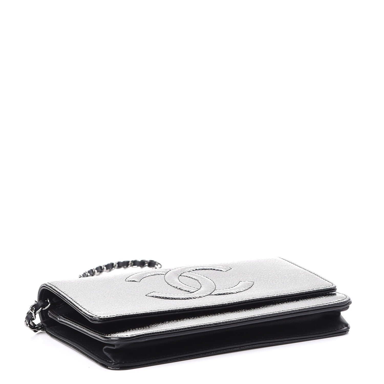 Chanel Patent Caviar Timeless CC Wallet on Chain WOC Black 4 of 8