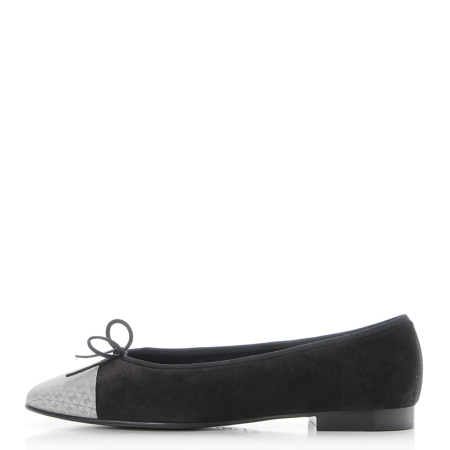Kid Suede Hologram Cap Toe CC Ballerina Flats 41.5 Black White