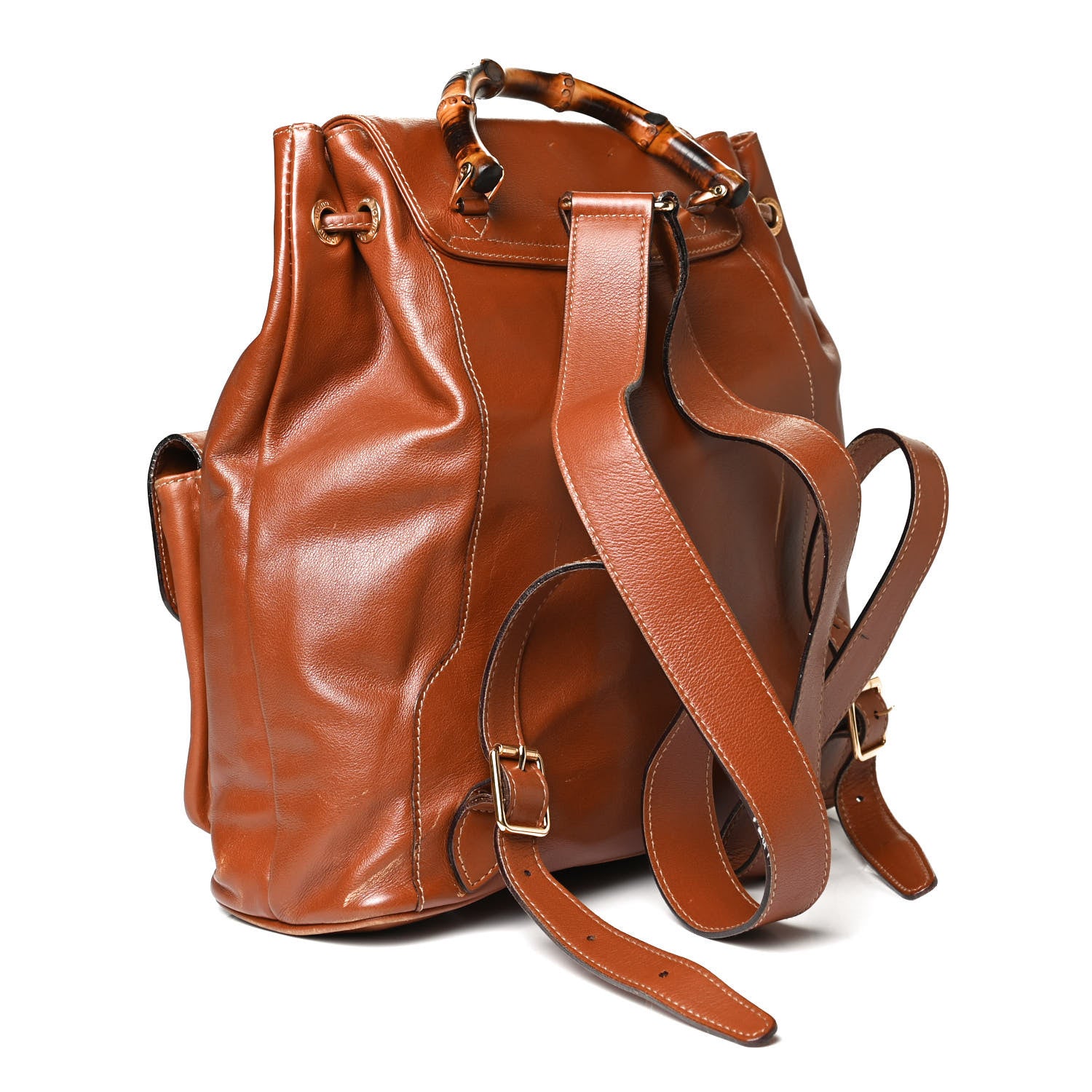 Gucci Calfskin Bamboo Backpack Brown 5 of 31