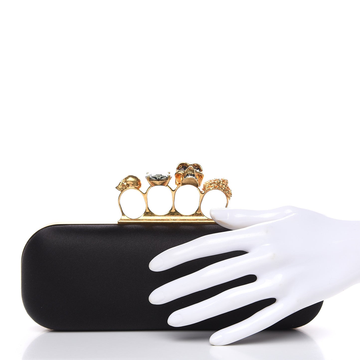 Silk Knucklebox Clutch Black