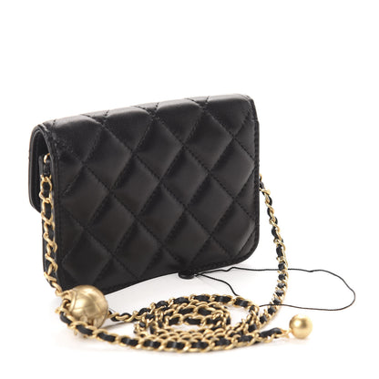 Chanel Lambskin Quilted Pearl Crush Clutch With Chain Black 3 of 12