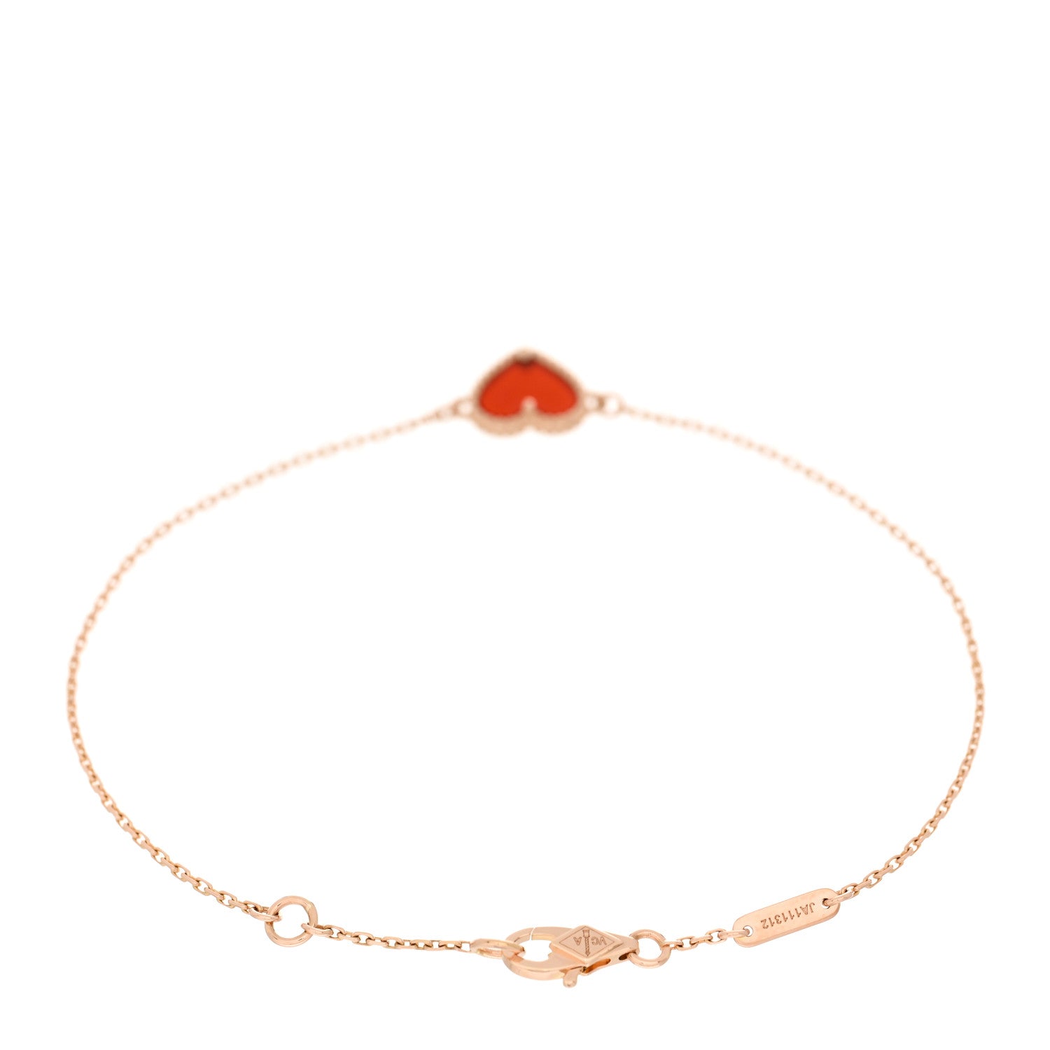 Van Cleef & Arpels 18K Rose Gold Carnelian Sweet Alhambra Heart Bracelet 2 of 4