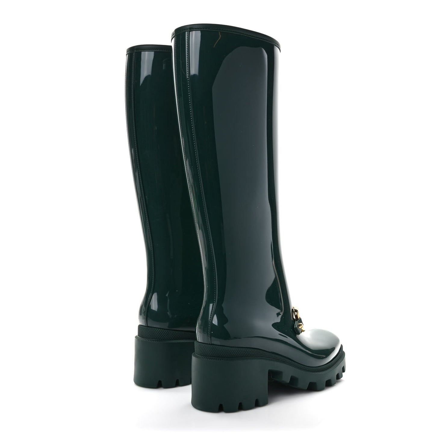 Rubber Horsebit Knee High Boots 36 Vintage Green