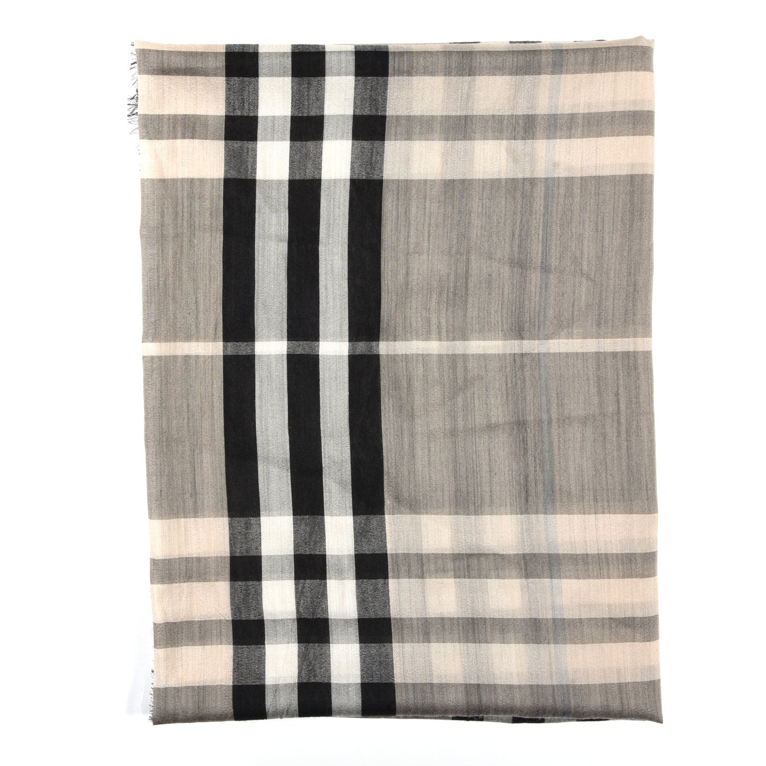 Burberry Silk Wool Giant Check Scarf Grey 2 of 5