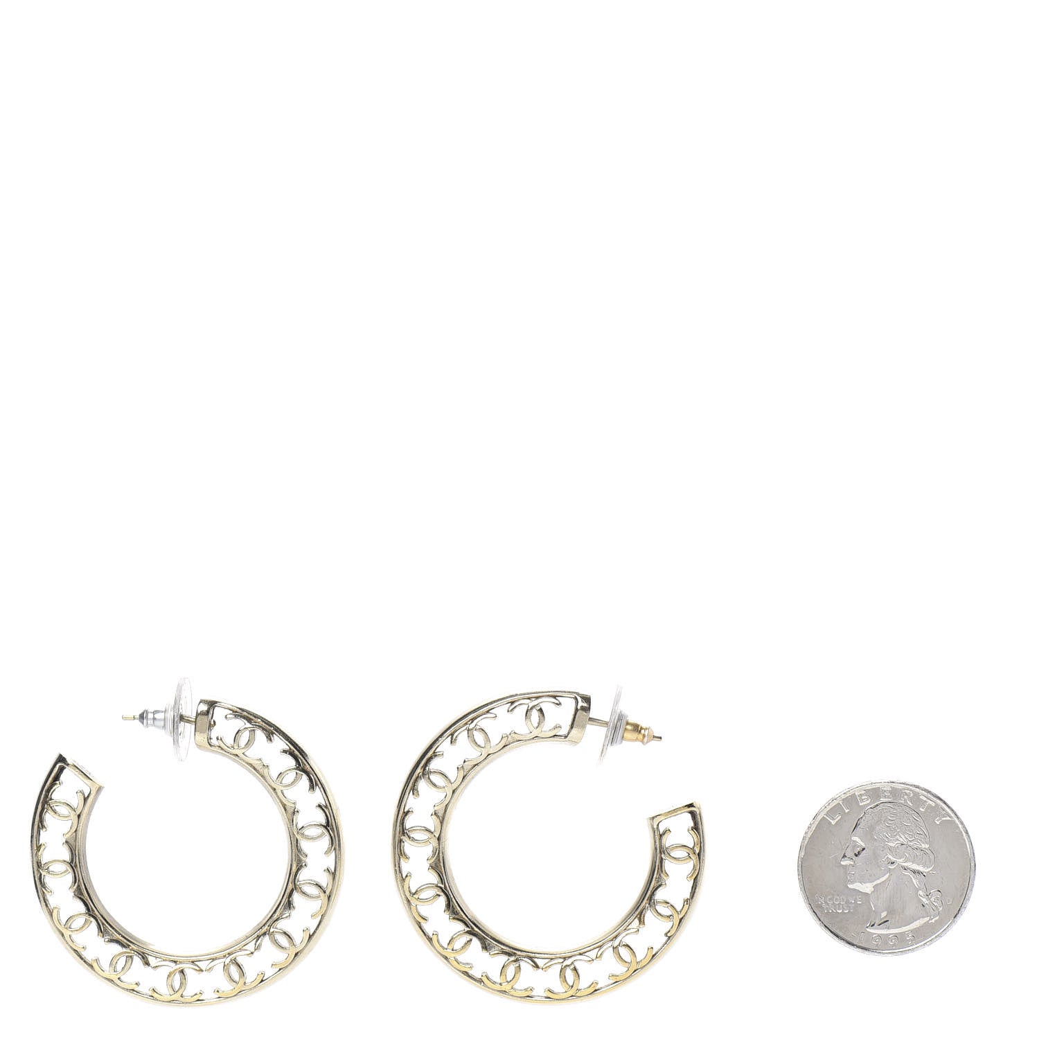 Chanel CC Hoop Earrings Gold 3 of 5
