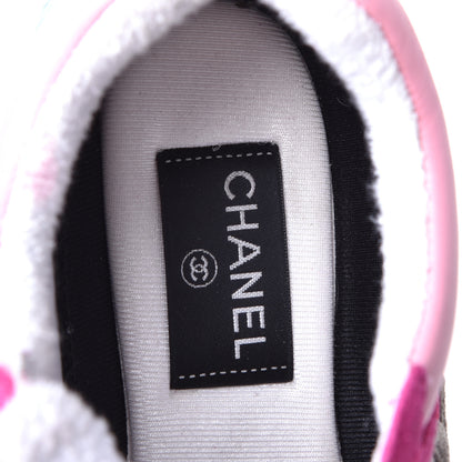 Chanel Nylon Lambskin Suede Calfskin CC Sneakers 38.5 Fuchsia Pink 7 of 9