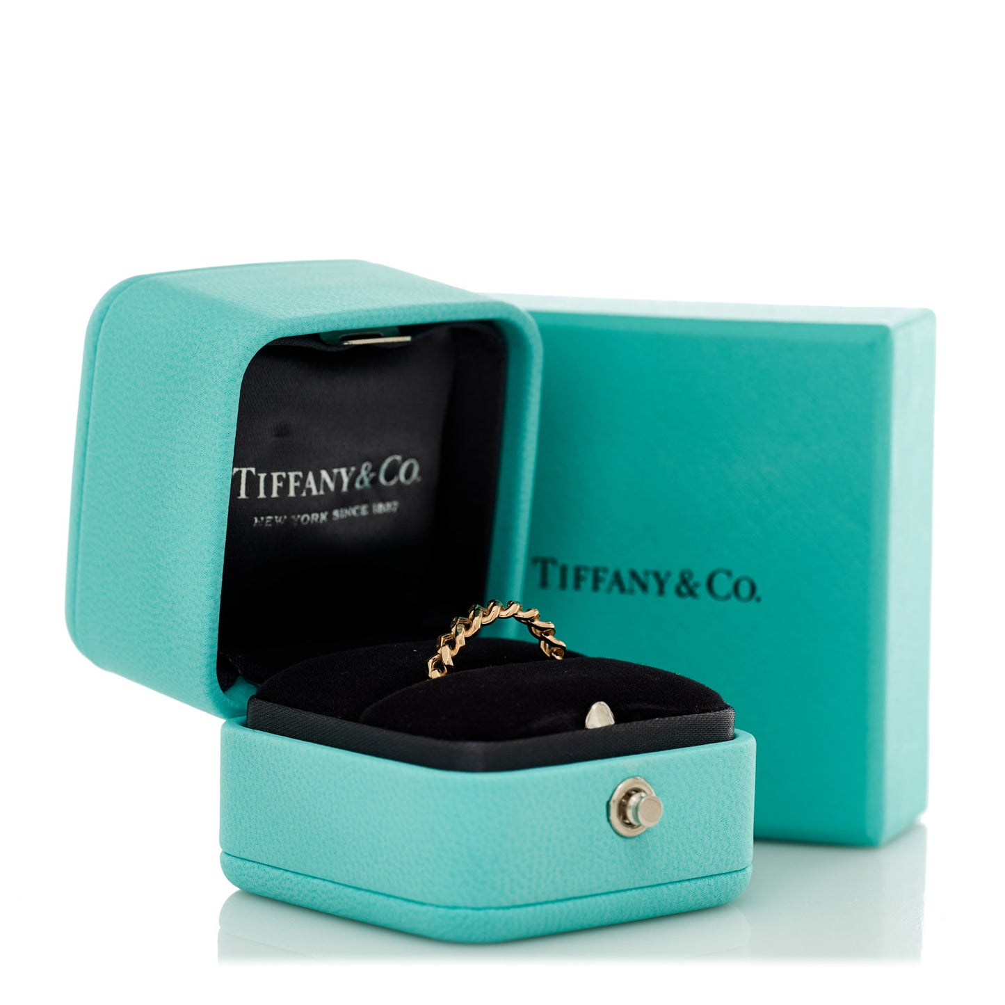 18K Rose Gold Diamond Micro Link Ring 54 7