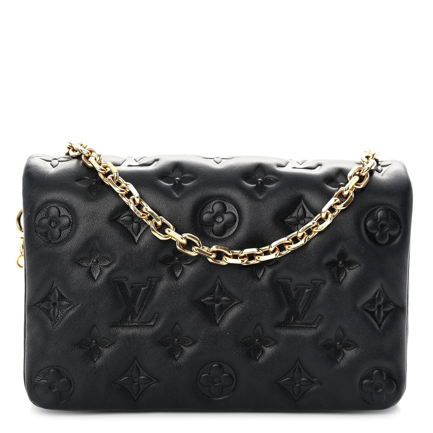 Louis Vuitton Lambskin Embossed Monogram Pochette Coussin Black 1 of 9