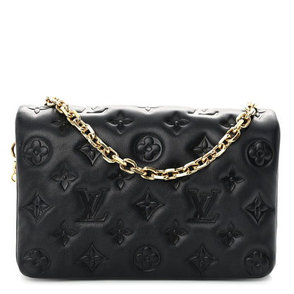 Louis Vuitton Lambskin Embossed Monogram Pochette Coussin Black 1 of 9
