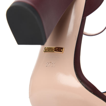 Gucci Lifford Calfskin GG Marmont Ankle Wrap 105mm Sandals 37.5 Vintage Bordeaux 7 of 13