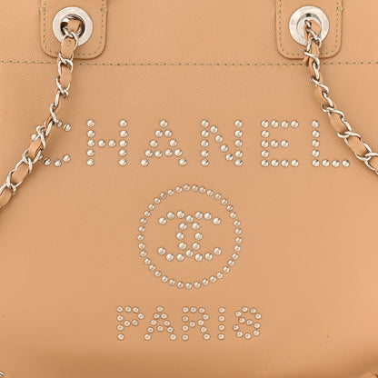Chanel Caviar Small Studded Deauville Tote Beige 8 of 10