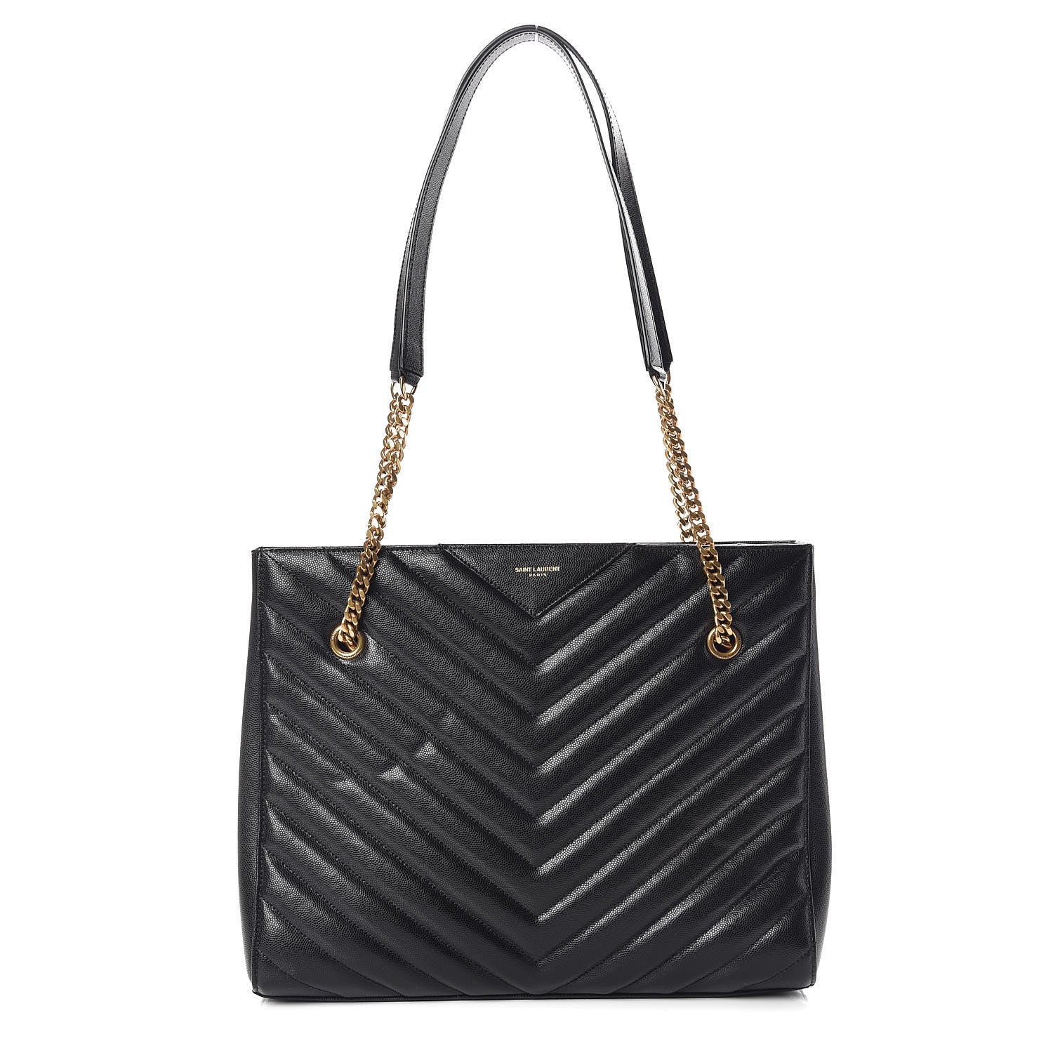 Saint Laurent Grain De Poudre Matelasse Chevron Medium Tribeca Shopping Bag Black 1 of 12
