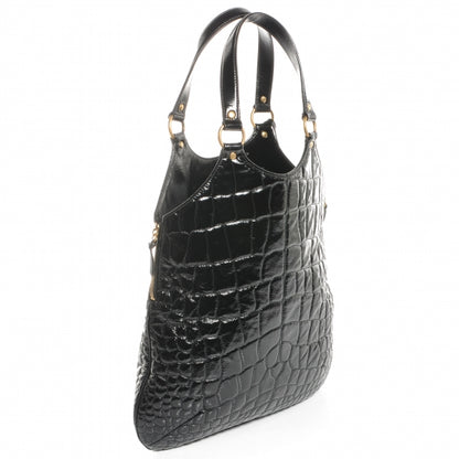 Saint Laurent Patent Crocodile Embossed Tribute Tote Black 3 of 7