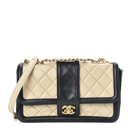 Chanel Lambskin Quilted Medium Elegant CC Flap Beige Black 1 of 11