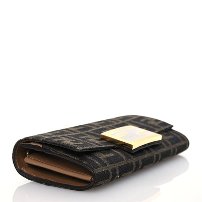 Fendi Fabric Jacquard FF 1974 Continental Wallet On Chain Tobacco Moro 4 of 16