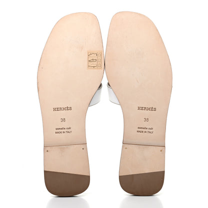 Hermes Box Calfskin Oran Sandals 38 White 5 of 9