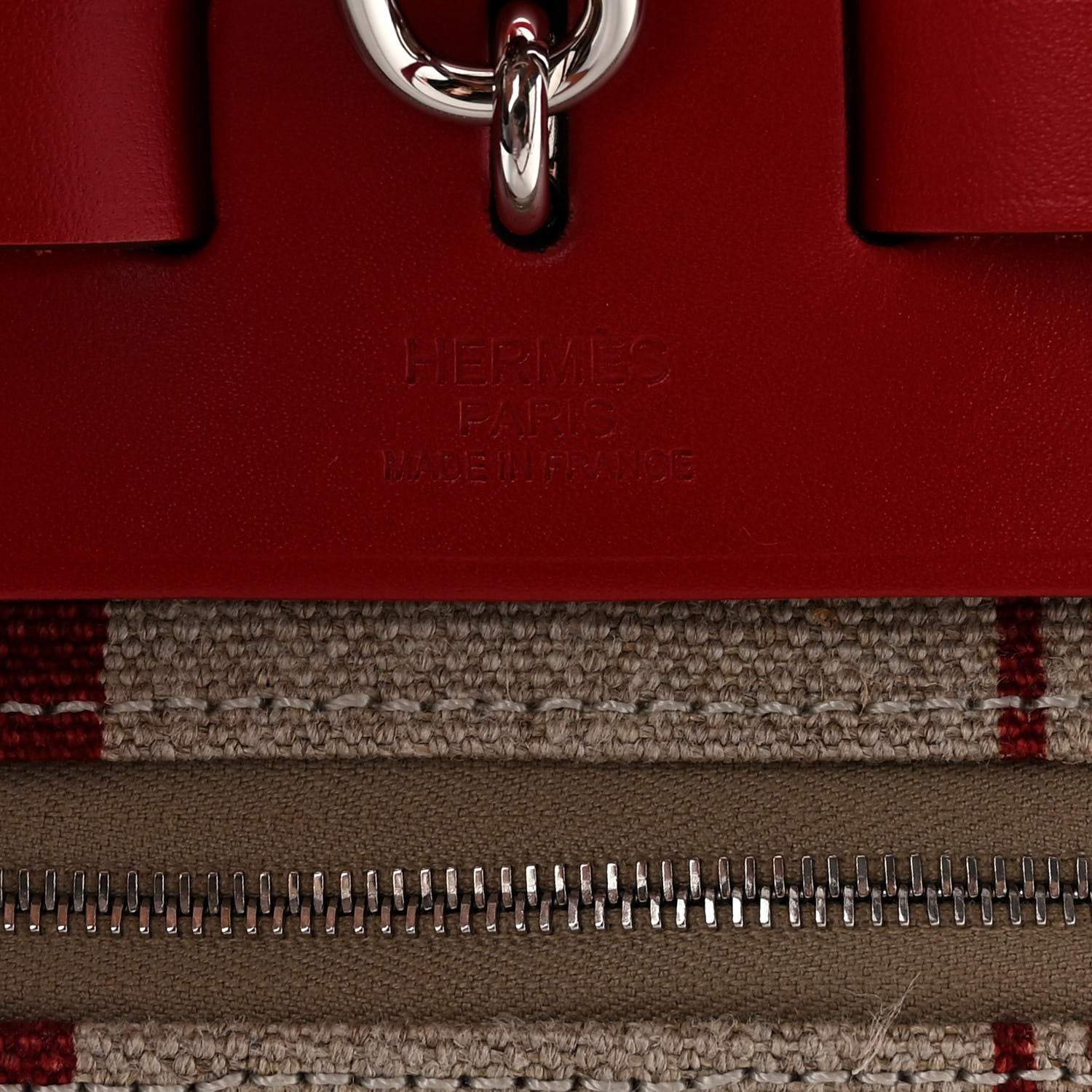 Hermes Vache Hunter Toile H Vibration Herbag Zip 31 PM Bordeaux Ficelle Rouge Piment 6 of 10