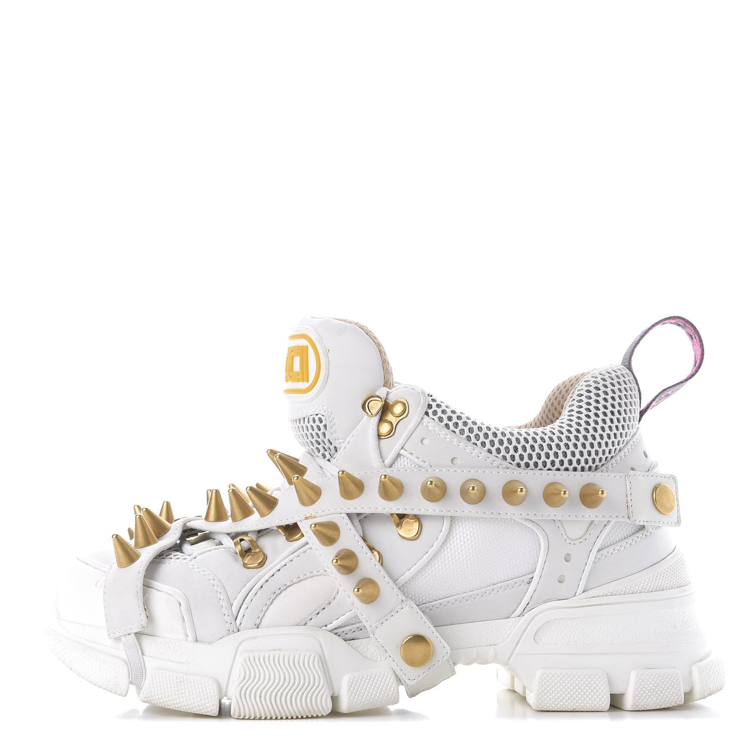 Gucci X SEGA Technical Canvas Calfskin Removable Studs Womens Flashtrek Sneakers 37 Great White 1 of 10