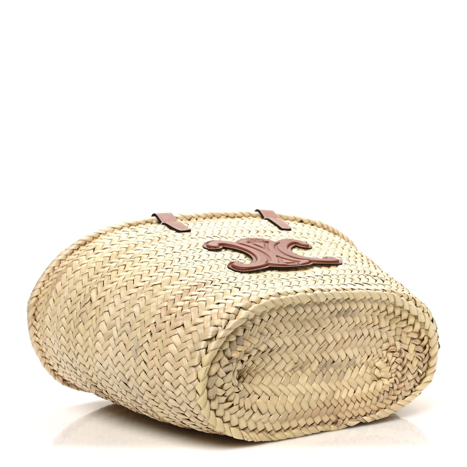 Celine Raffia Calfskin Triomphe Medium Panier Tan 4 of 10