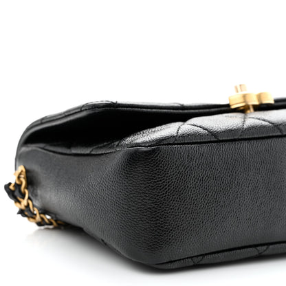 Chanel Shiny Caviar Quilted Small Chain Melody Flap Black 11 of 12