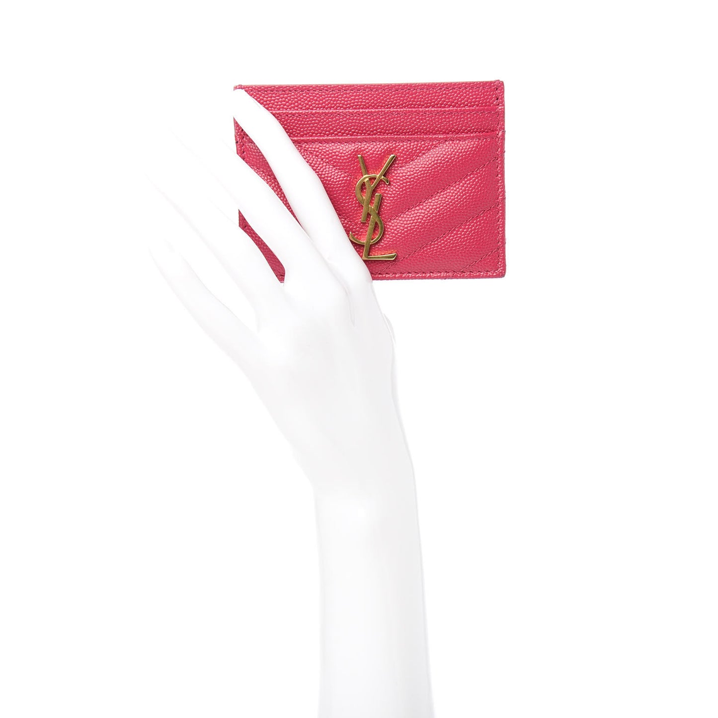 Grain De Poudre Matelasse Chevron Monogram Credit Card Case Bubblegum