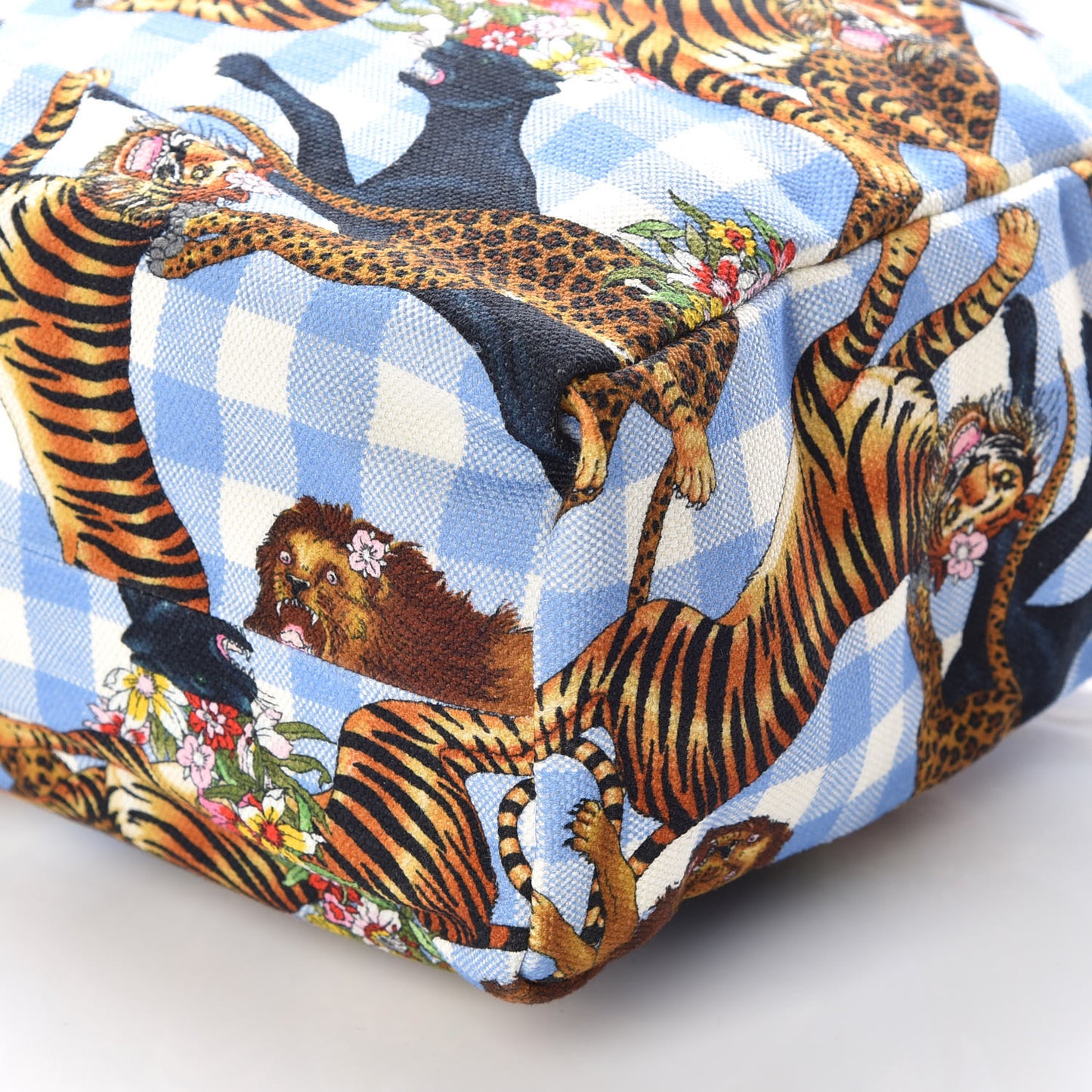 Canvas Kids Felines Vichy Print Tote Clear Sky Blue