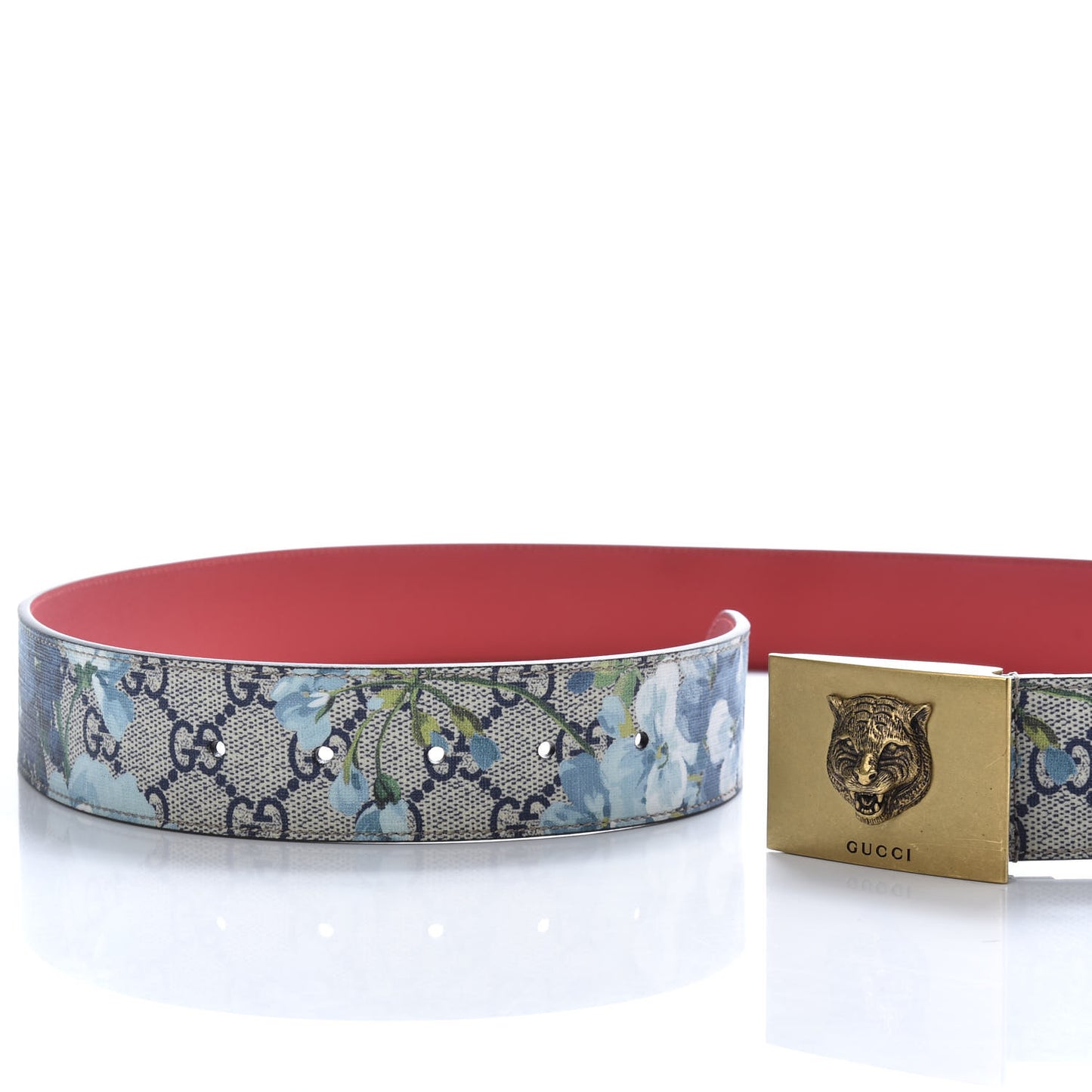 GG Plus Monogram Blooms Plaque Belt 95 38 Blue