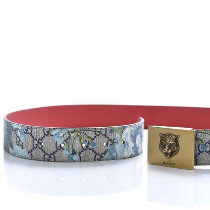 Gucci GG Plus Monogram Blooms Plaque Belt 95 38 Blue 4 of 5