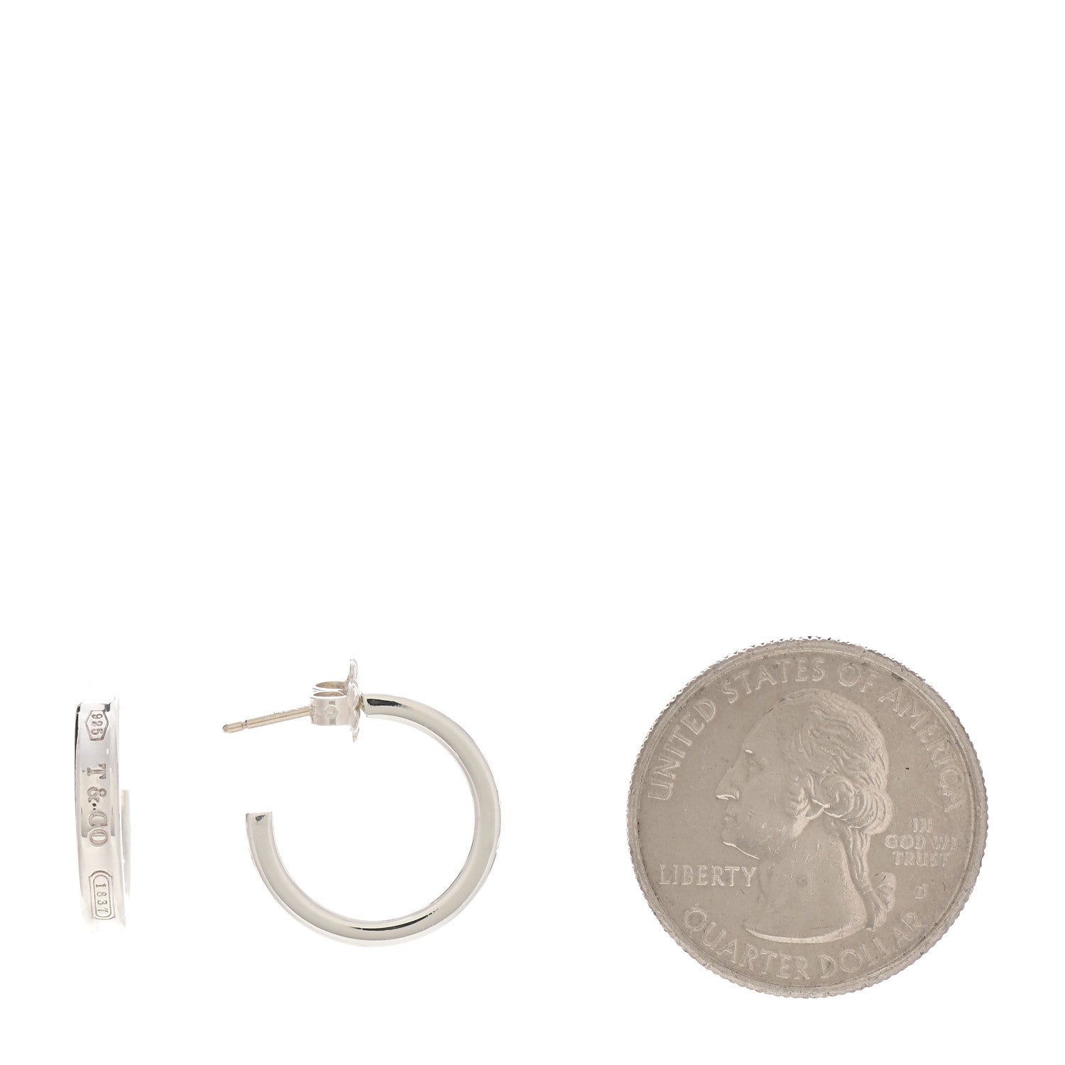 Tiffany Sterling Silver 1837 Small Narrow Hoop Earrings 2 of 4