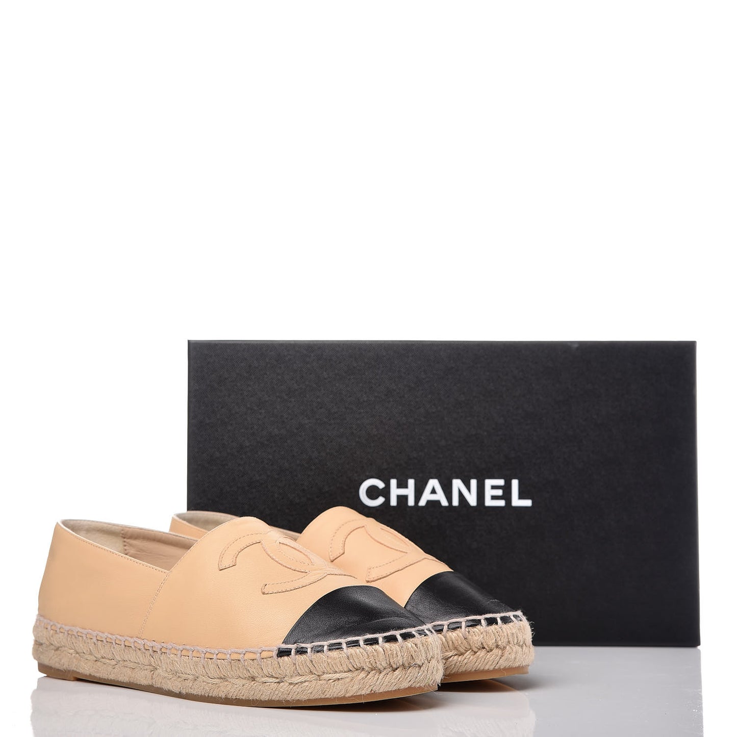 Lambskin CC Espadrilles 36 Beige Black