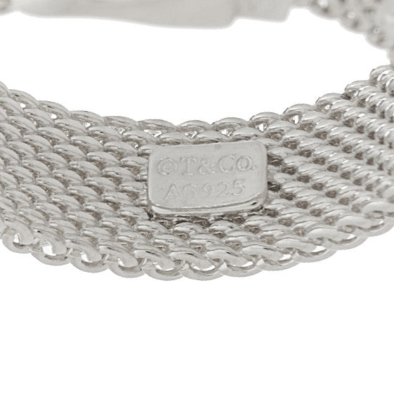 Tiffany Sterling Silver Somerset Mesh Buckle Ring 51 5.75 4 of 4