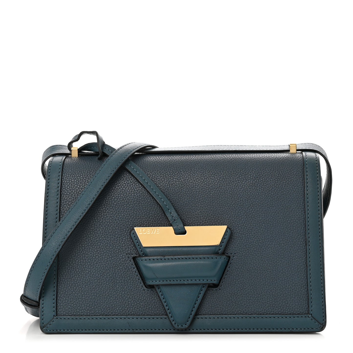 Grained Calfskin Medium Barcelona Shoulder Bag Indigo
