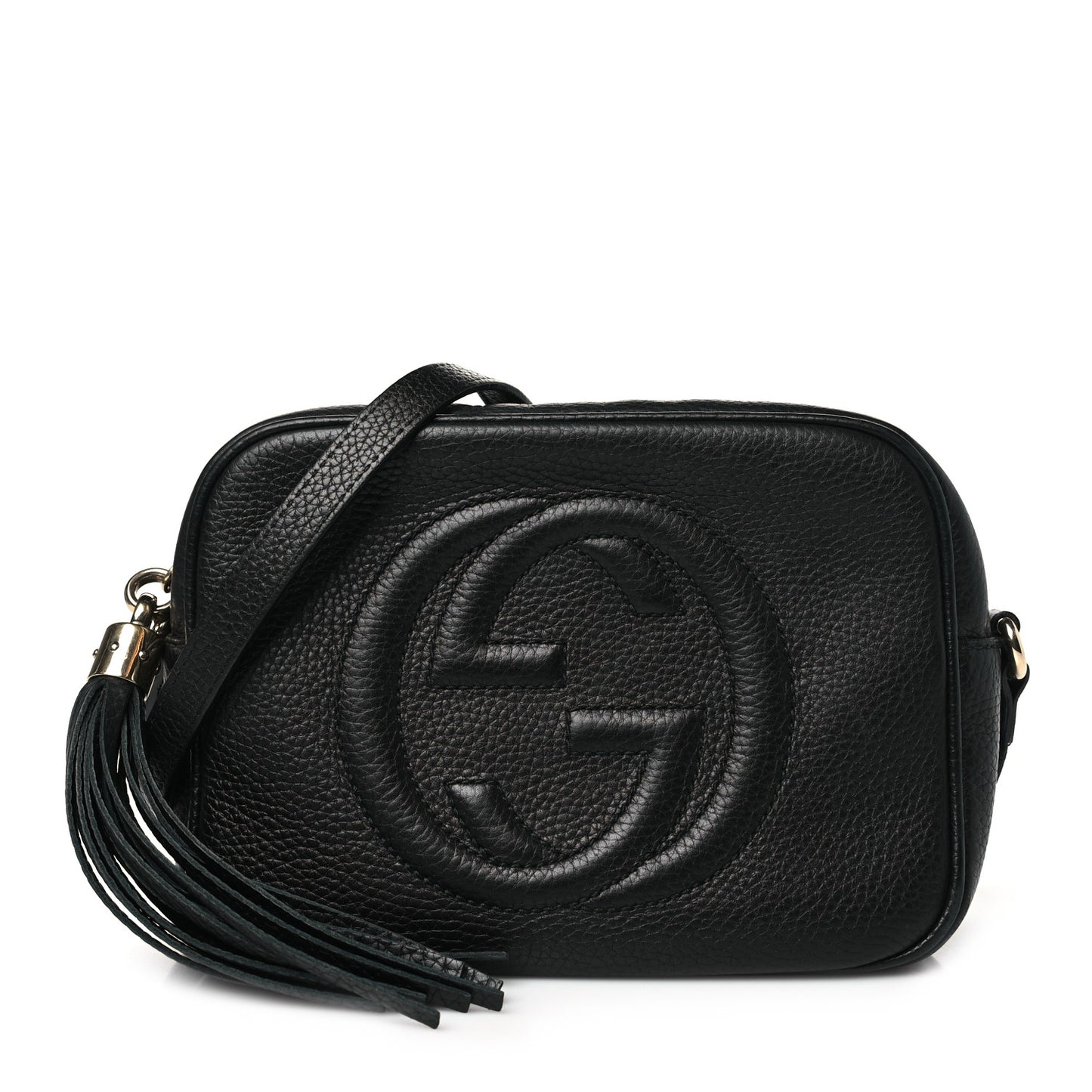 Pebbled Calfskin Small Soho Disco Bag Black