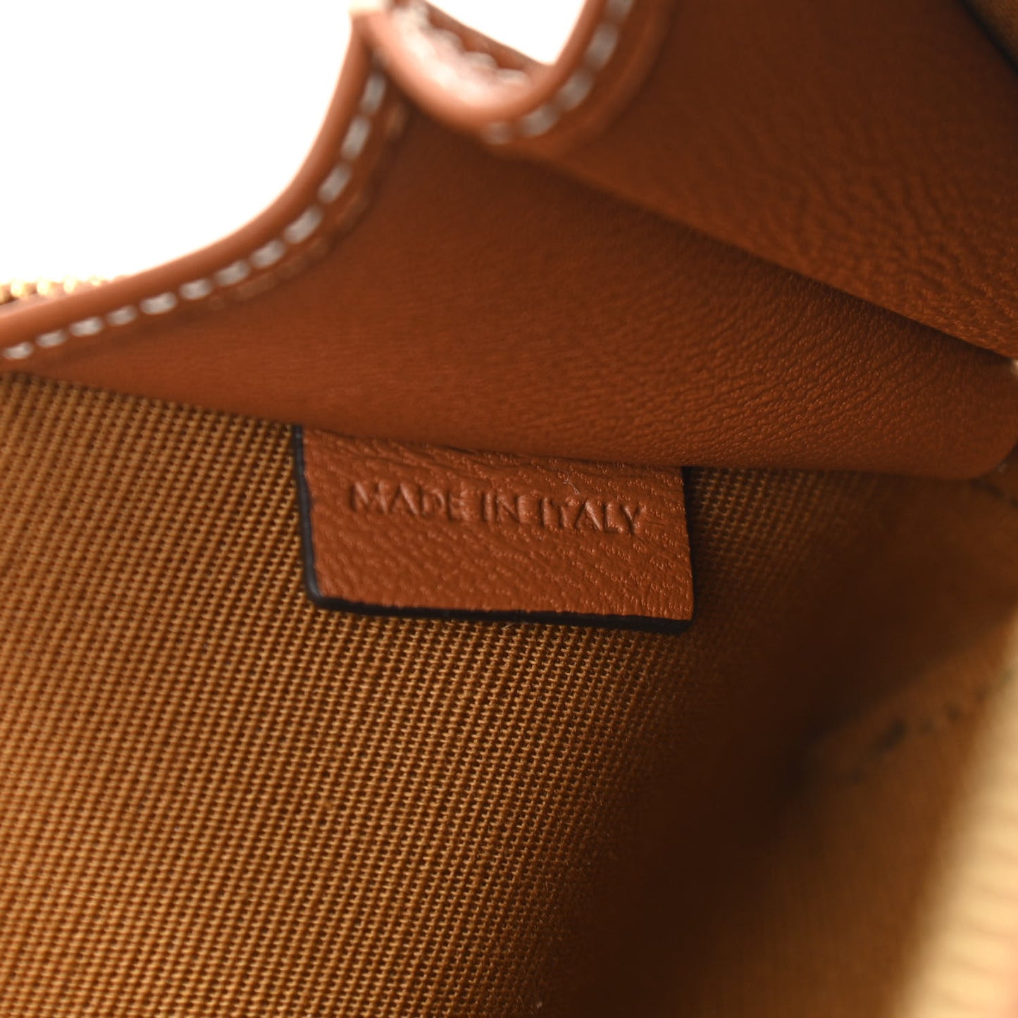 Triomphe Canvas Calfskin Mini Clutch on Chain Tan