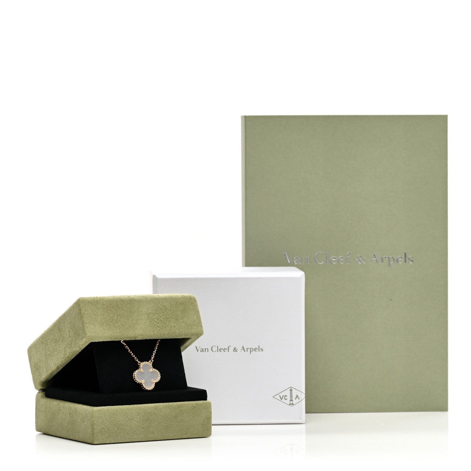 Van Cleef & Arpels 18K Yellow Gold Mother of Pearl Vintage Alhambra Pendant Necklace 6 of 6