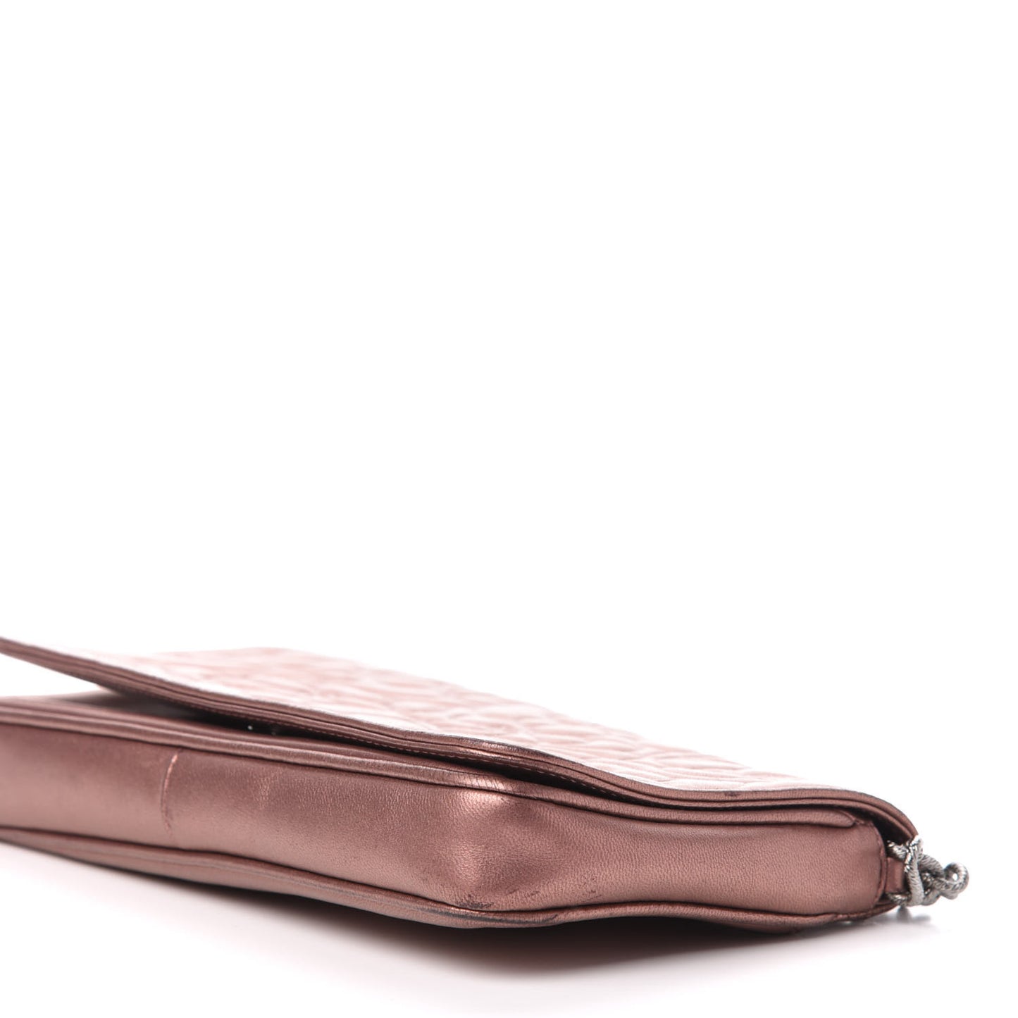 Metallic Lambskin Camellia Single Flap Bronze