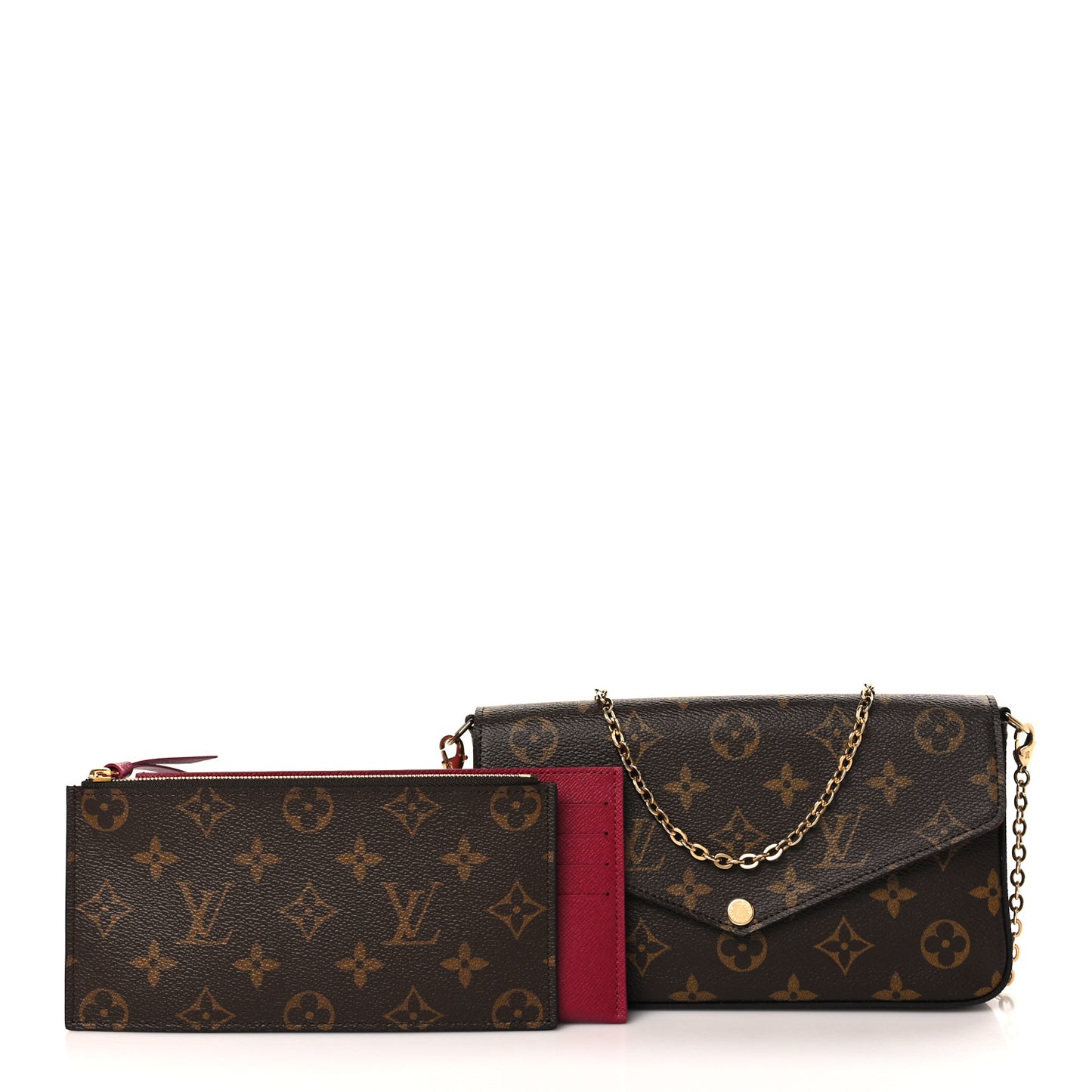 Monogram Pochette Felicie Chain Wallet Fuchsia