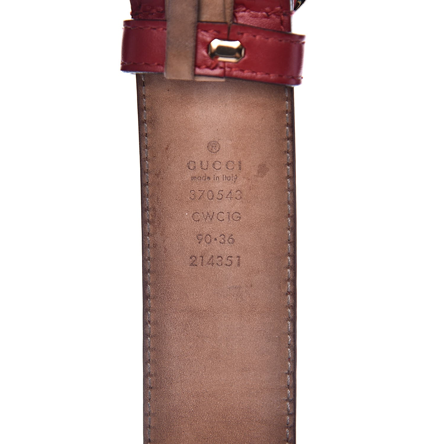 Gucci Guccissima Signature Interlocking G 37mm Belt 90 36 Hibiscus Red 4 of 9
