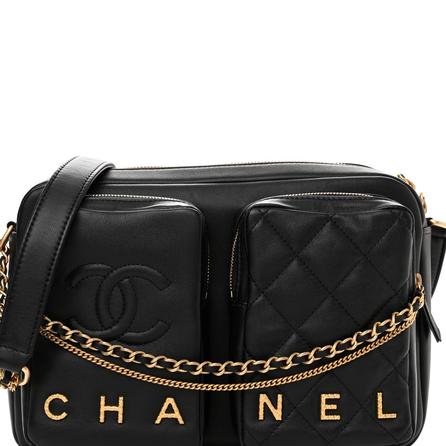 Chanel Calfskin Quilted Large Camera Case Black 8 of 10