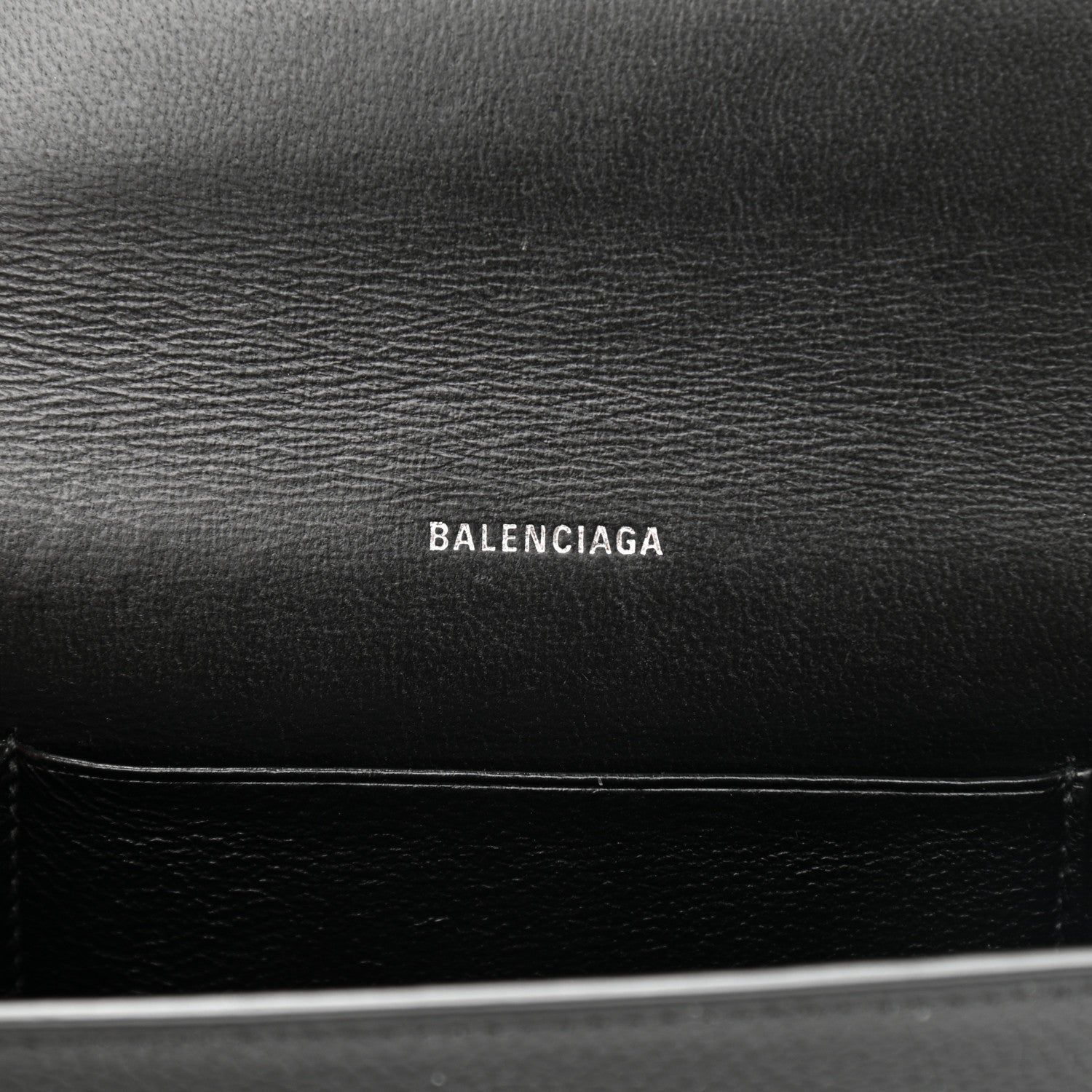 Balenciaga Grained Calfskin Logo Everyday Phone Holder Wallet On Chain Black White 6 of 10