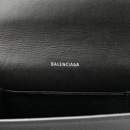 Balenciaga Grained Calfskin Logo Everyday Phone Holder Wallet On Chain Black White 6 of 10