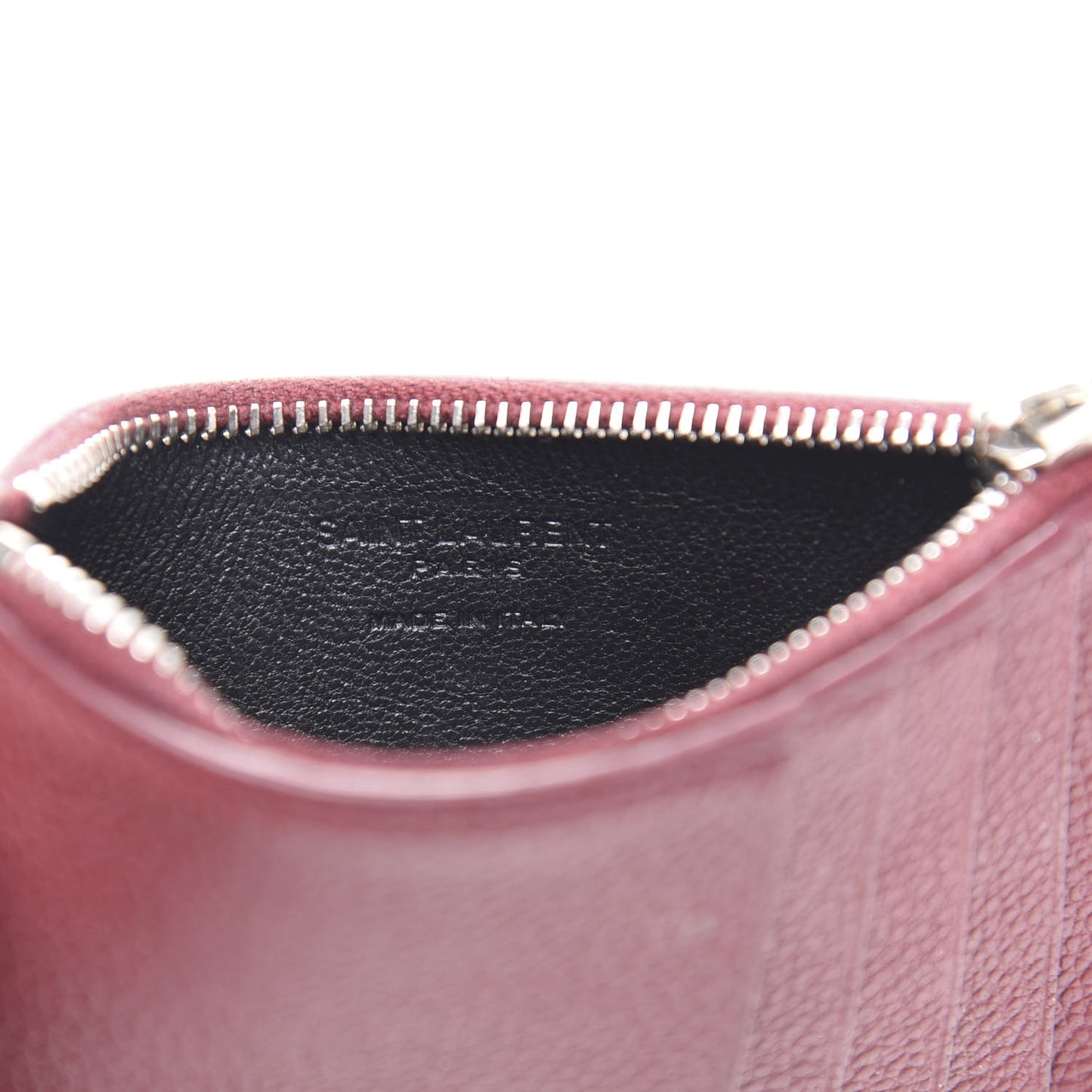 Grained Calfskin 5 Fragments Zip Pouch Card Holder Burgundy