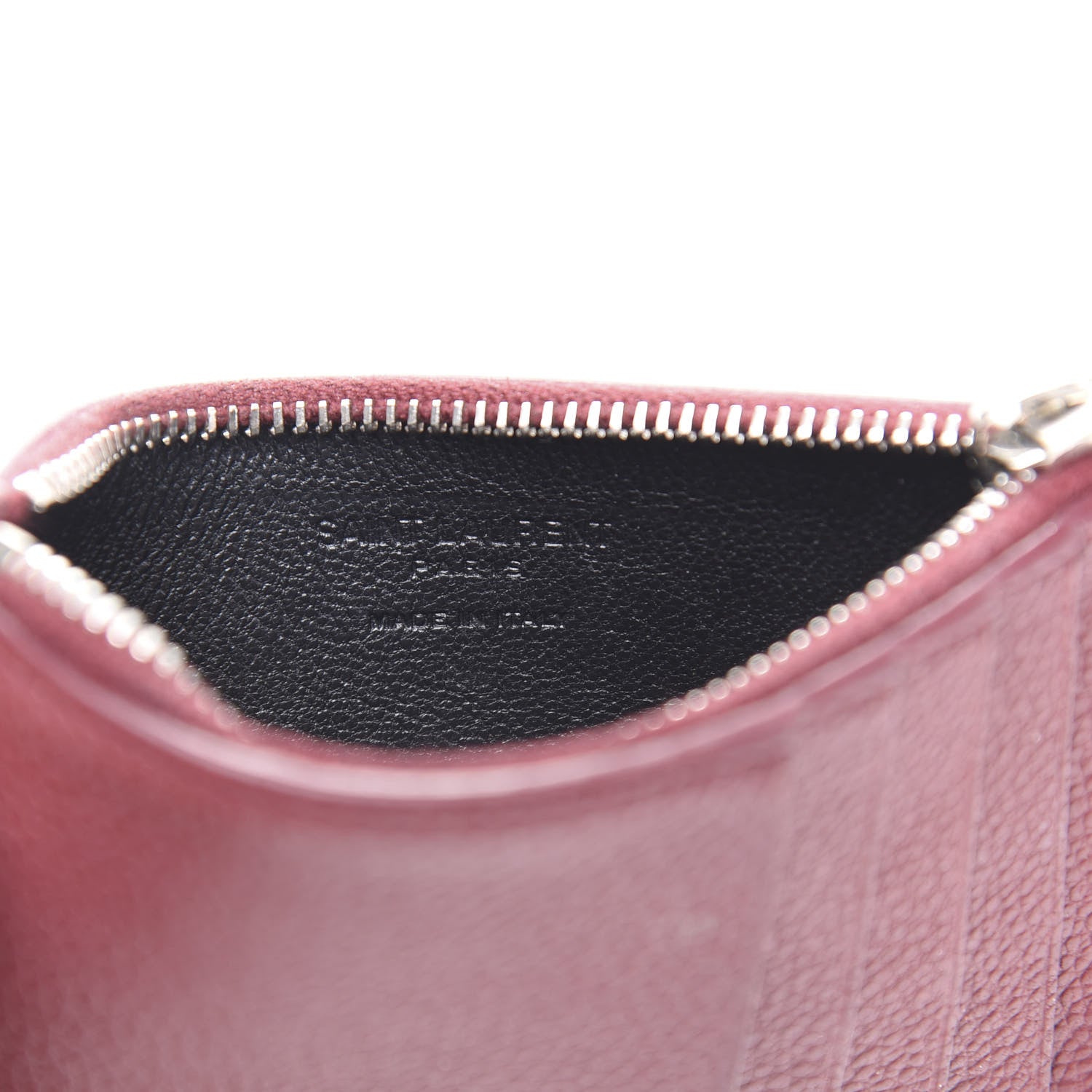 Saint Laurent Grained Calfskin 5 Fragments Zip Pouch Card Holder Burgundy 8 of 9