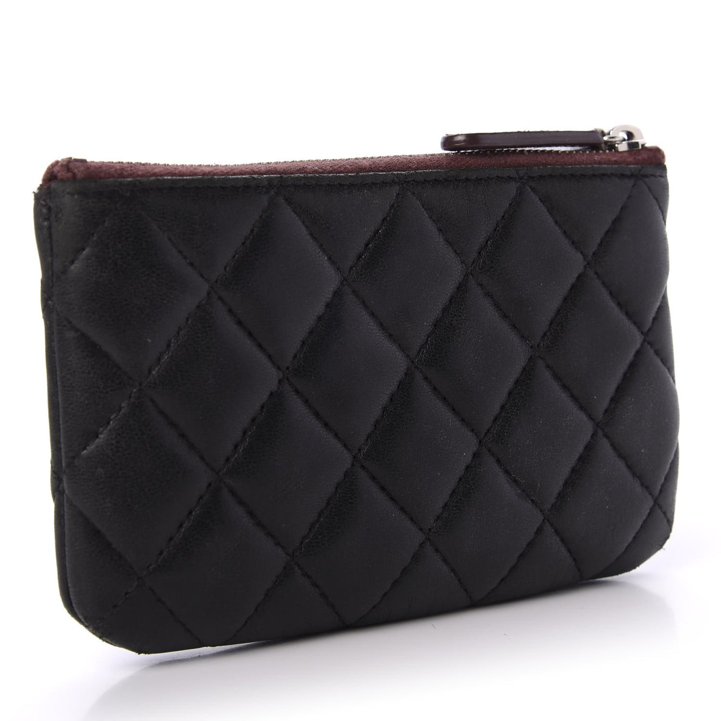 Lambskin Quilted Small Cosmetic Case Black