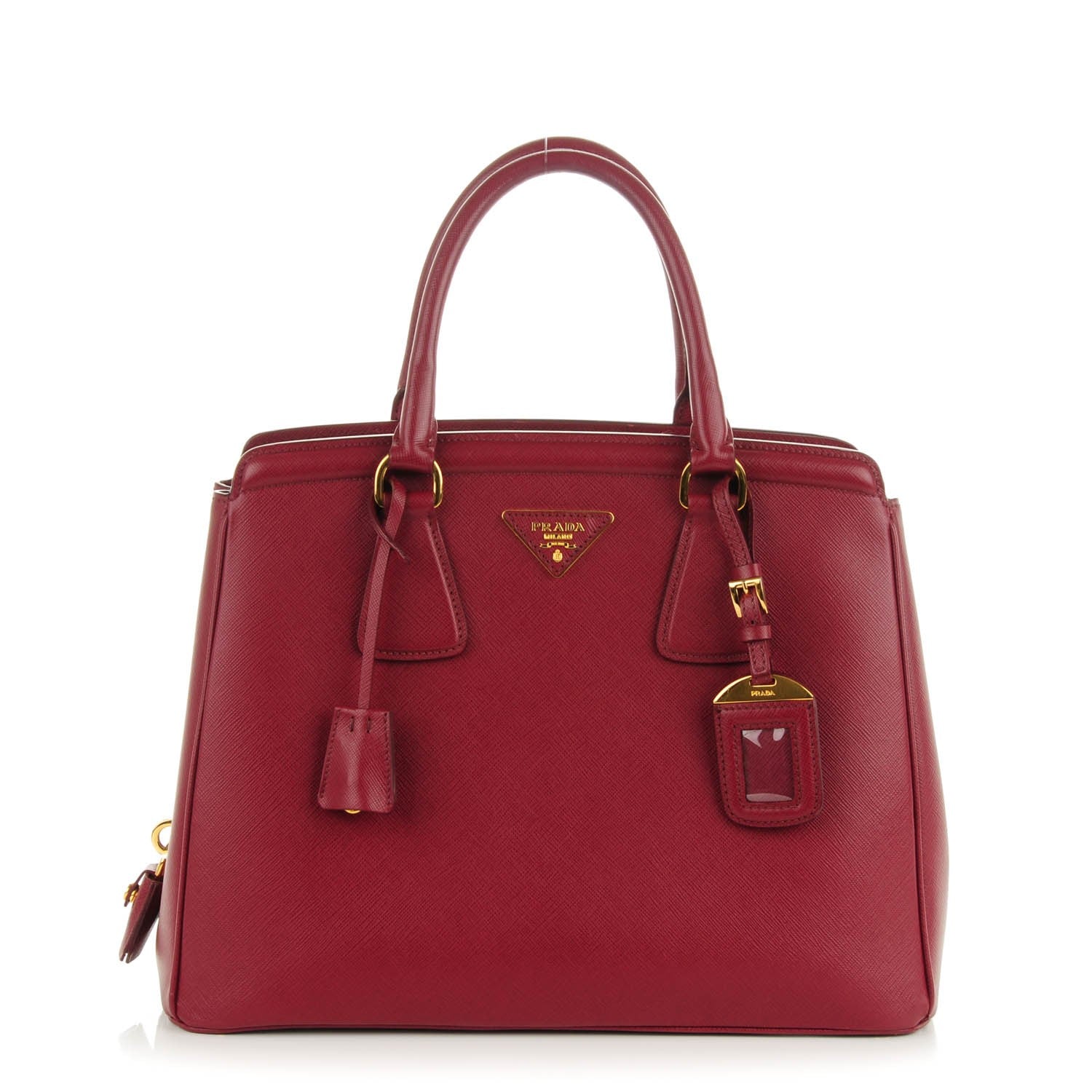 Prada Saffiano Lux Parabole Tote Cherry 1 of 9